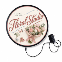 Enseigne lumineuse rétro ronde florale pour fleuriste, décoration murale en métal pour boutique de fleurs, jardin, lieu de mariage et décoration intérieure