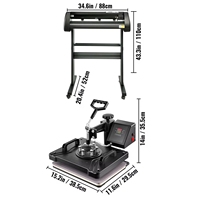 Presse à chaud 5 en 1 12"x15" 360 ° Traceur de découpe vinyle Swing Away 28 pouces 720 mm à commande numérique, ensemble combiné de bureau pour l'art et le bricolage