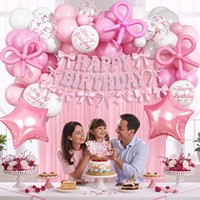 Kit de Décoration de Fête Coquette avec Bannière Joyeux Anniversaire et Décoration de Gâteau pour Baby Shower et Enterrement de Vie de Jeune Fille
