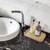 Plateau de rangement en bambou multifonctionnel, durable, portable, à un seul niveau, pour comptoir
