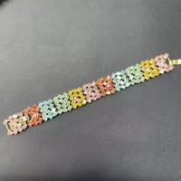 Bracelet à maillons larges en zircon motif floral entrelacé, ton métallique assorti, prix de gros, lot en vrac, petite série personnalisée