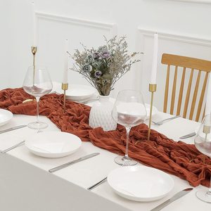 Tabletex 사용자 정의 럭셔리 cheesecloth 러너 크리스마스 테이블 장식 웨딩 장식 긴 cheesecloth 테이블 러너