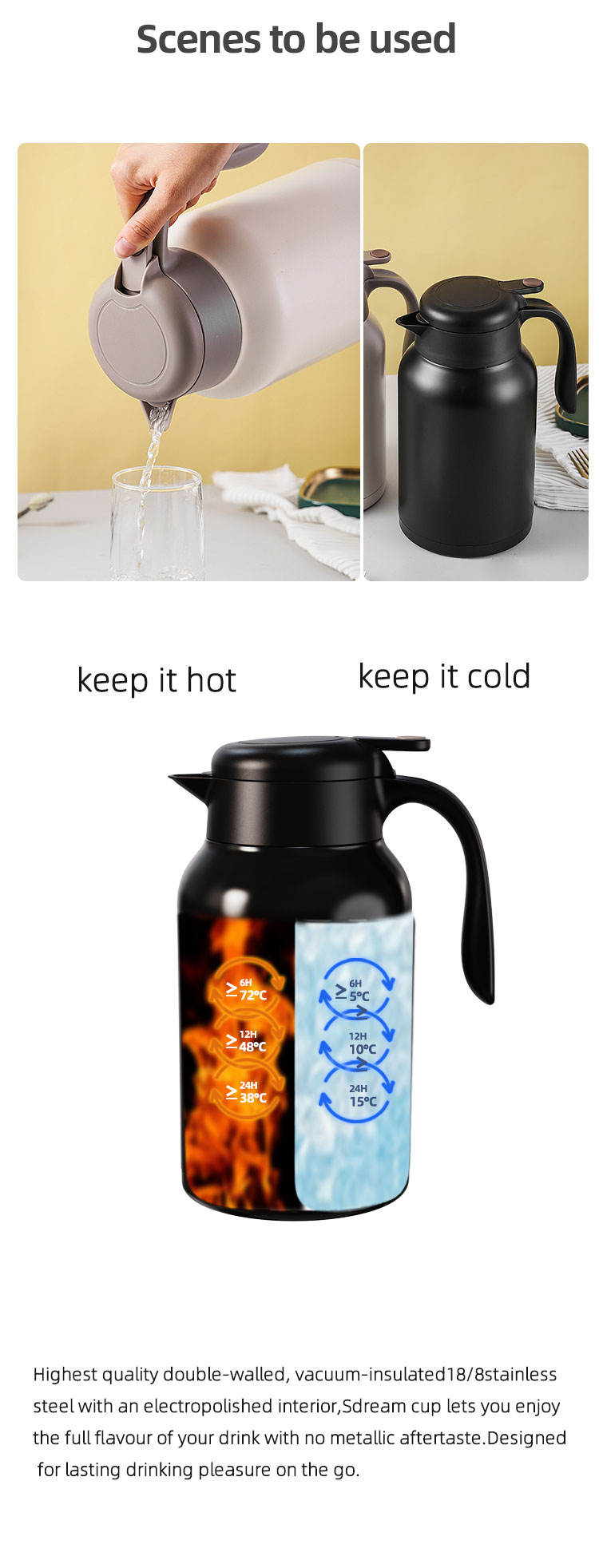 Vacuum Coffee Pot Sublimation Stainless Steel Thermal Coffee