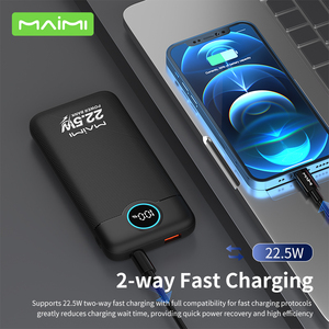 <span class=keywords><strong>Batterie</strong></span> <span class=keywords><strong>externe</strong></span> à charge rapide 20000mah PD 20W 22.5W avec 2 câbles intégrés Chargeur de téléphone portable pour téléphone mobile - Product Image 3