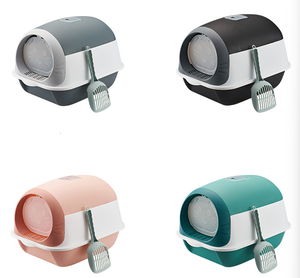 Produits pour animaux de compagnie, bac à litière pour chat en plastique, simple et mignon, tête de chat, bac à litière pour chat - Product Image 1