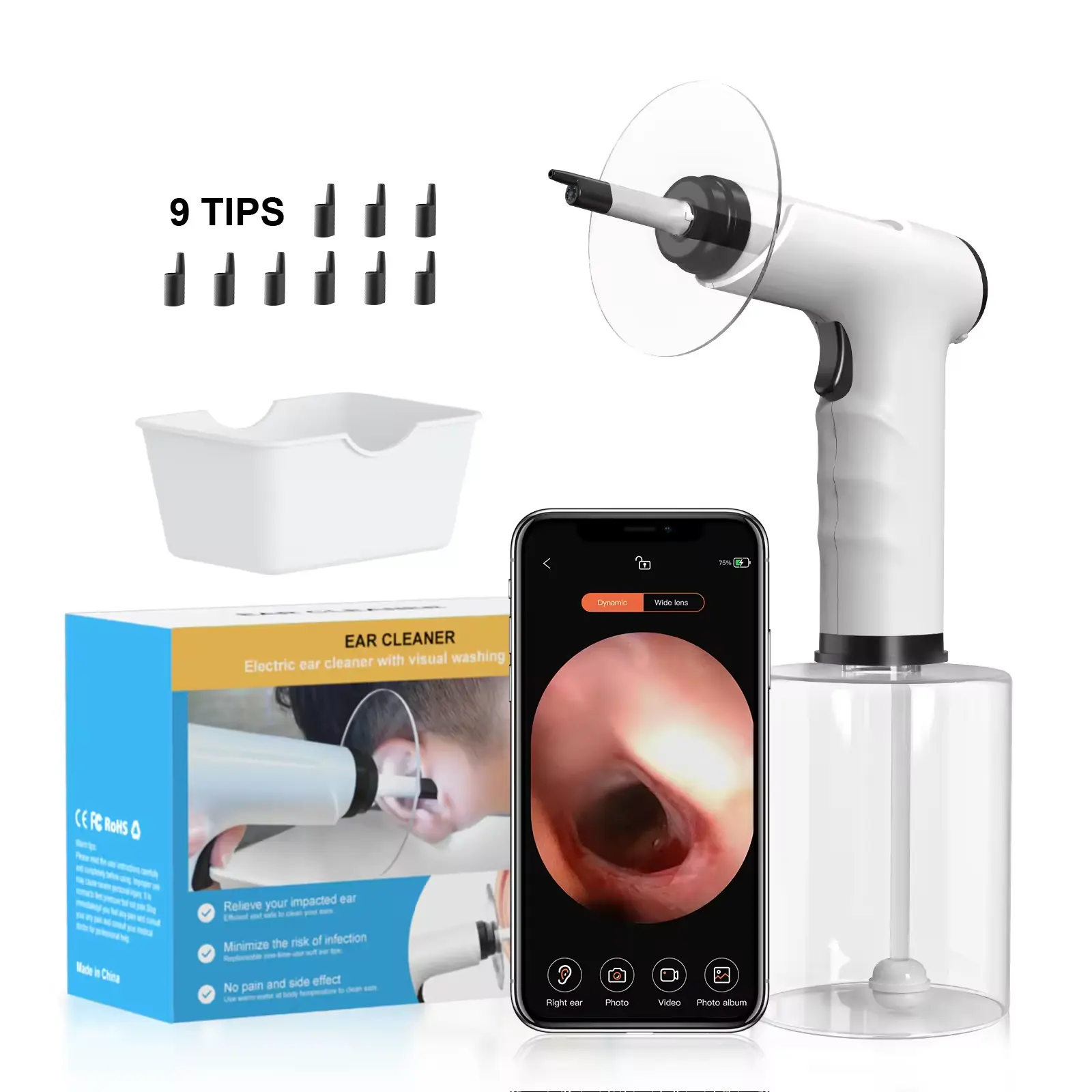 Kit de nettoyage des oreilles en silicone visuel sans fil avec caméra Otoscope Suear Kit de nettoyage du cérumen