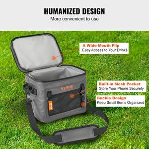 Bolsa refrigeradora aislada impermeable con cremallera a prueba de fugas para 24 latas diseño plegable portátil ligero para viajes de Camping en la playa - Product Image 6