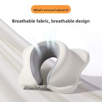 Oreiller de sieste personnalisable en mousse à mémoire de forme en U, pour le bureau, repos du midi, avec soutien du cou et motif uni