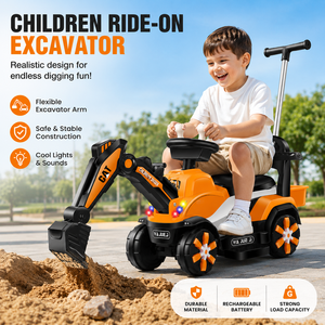 Excavatrice électrique jouet pour enfants de 2 à 4 ans et de 5 à 7 ans, alimentée par une batterie 6V, en plastique - Product Image 2