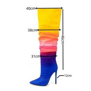 <span class=keywords><strong>Botines</strong></span> largos plisados hasta la rodilla con tacones altos ajustados estilo Stiletto de talla 47 coloridos para <span class=keywords><strong>mujer</strong></span> con punta en pico ESTILO OCCIDENTAL - Product Image 3