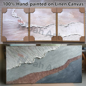 Cuadro Grande Horizontal Minimalista de Playa, Pintura Abstracta de Olas del Mar sobre Lienzo, Arte Texturizado Hecho a Mano <span class=keywords><strong>para</strong></span> Decoración de Pared de Sala de Estar - Product Image 4