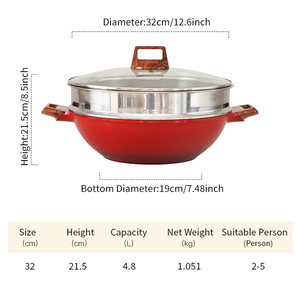 Poêle à frire profonde en aluminium moulé sous pression avec revêtement céramique sain Donnor, <span class=keywords><strong>casserole</strong></span> peu profonde, cuiseur vapeur en acier inoxydable 304, poignée en bakélite - Product Image 6