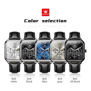   Montre pour homme de luxe avec logo personnalisé OEM 9914, bracelet en cuir, phase lunaire, chronographe, quartz, tendance - Product Image 6