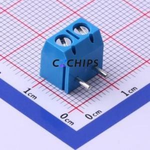 XY301R-A-5.0-2P Screw Terminal Block Bent Lead Through Hole,P=5mm Connector ( Construction: 1x2P )( Pitch: 5mm )( Color: Blue ) - Product Image 1