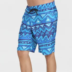 Mens Swim Shorts Trunks With Pocket Polyester Fabric Beach Board Shorts Sublimation Print Swimwear MOQ 100 Pcs