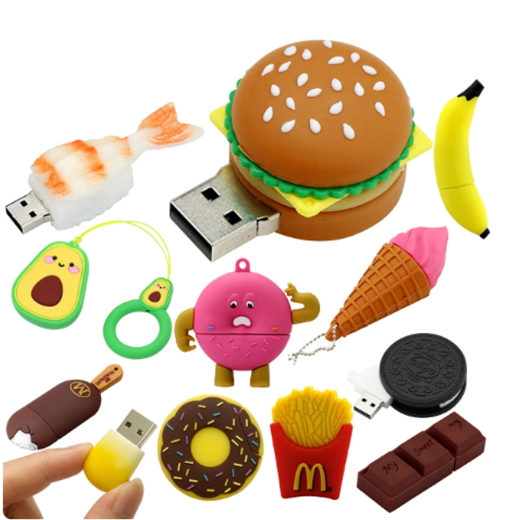 Hamburger Pendrive 256G makanan Sushi donat USB perangkat Flash Drive 8GB 16GB 64GB 32GB Pen Drive 128G Cle stik memori USB