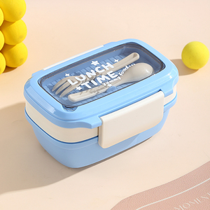 Bencircle B271 1250ml Cute Eco-Friendly BPA Free Plastic Lunch <b>Box</b> Set for Kids School Bento Food Storage <b>Container</b> Microwave - Product Image 2