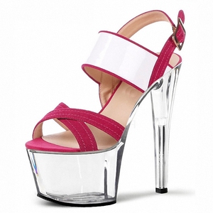 Mô hình giày cực vũ công 17cm Gót hoàn chỉnh ăn mặc Gothic Fetish mùa hè bị rò rỉ Toe gót phụ nữ lớn Dép transvestite - Product Image 3