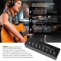 Amplificateur de casque professionnel Hi-Fi 8 canaux avec récepteur audio stéréo et répartiteur de monitoring