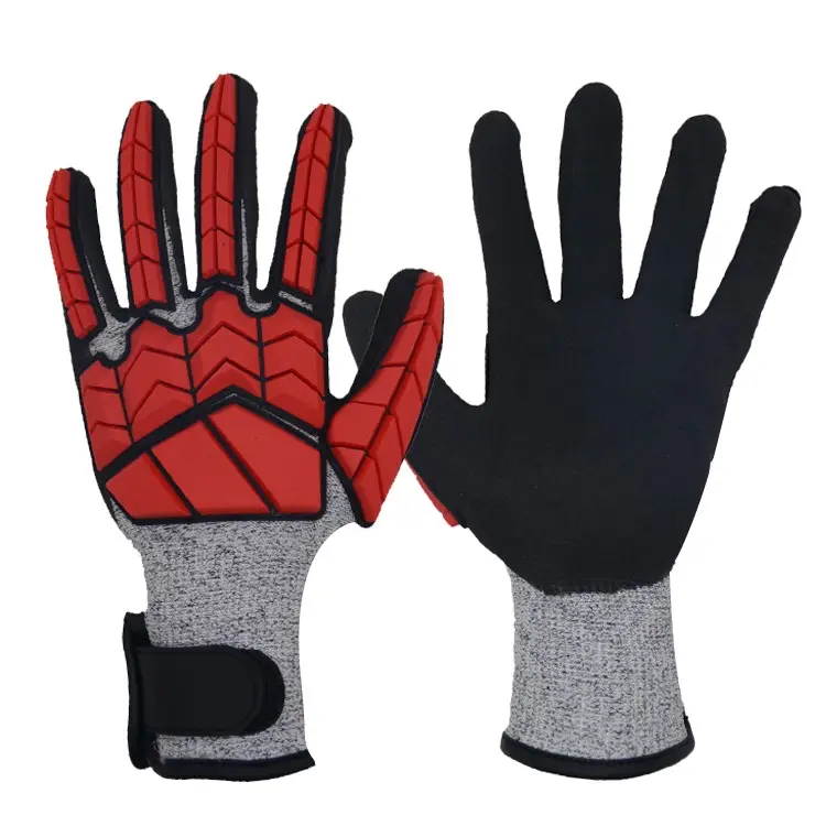 PRISAFETY – gants de trempage en Polyester HPPE de calibre 13, protecteur de paume en Nitrile de sable TPR sur le dos