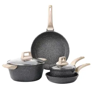 Set di pentole antiaderenti da 6 pezzi set di utensili da cucina in vendita calda di granito 2022 Amazon in utensili da cucina pentole sicure atossiche