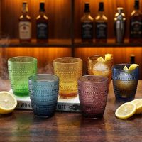 Juego de Vasos de Vidrio Coloridos con Diseño de Perlas en Relieve, Hechos a Mano, Reutilizables para el Hogar, Bar o Cafetería