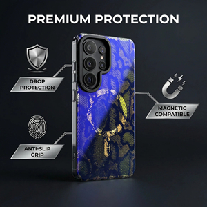 Funda Magnética Holográfica IMD con Patrón <span class=keywords><strong>de</strong></span> Serpiente Azul para Samsung S26 Ultra, Antiamarillamiento, Antigolpes, Protectora - Product Image 4