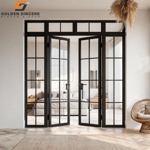 GS Slim <b>Frame</b> Crittall Style Aluminum Glass Doors Modern Black Aluminum <b>Swing</b> French Casement Door - Product Image 2