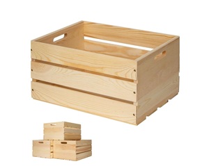 Set di 3 Casse in Legno Professionali per Stoccaggio, Casse per Latte in Legno Non Assemblate con Manico, Organizzatore Non Finito - Product Image 1