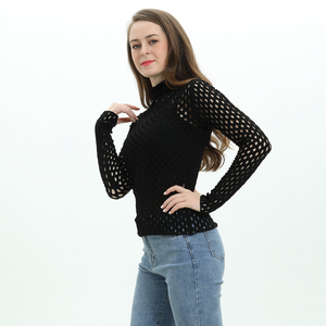 Maglioncino Sexy in <span class=keywords><strong>maglia</strong></span> a <span class=keywords><strong>maglia</strong></span> a <span class=keywords><strong>maglia</strong></span> <span class=keywords><strong>nera</strong></span> Sexy a manica lunga personalizzato stile Sexy maglione in Mesh sottile - Product Image 4