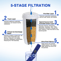 Filtre de remplacement pour pichet d'eau antibactérien à ions d'argent Zero Water, écologique, lot de 2, qualité alimentaire, certifié LFGB, robuste