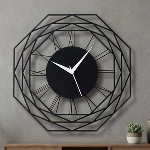 <b>Modern</b> Geometric <b>Wall</b> <b>Clock</b> Metal Abstract Design Silent Quartz Analog <b>Clock</b> for Living Room - Product Image 2