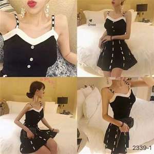 ชุดเดรสสั้นถักคอวีเซ็กซี่สีดำสำหรับผู้หญิงเดรสสเวตเตอร์ปาร์ตี้สีเหลืองลำลองสำหรับฤดูร้อน - Product Image 3