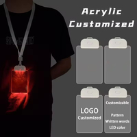 Badge nominatif lumineux LED clignotant en acrylique personnalisé pour bars, concerts, festivals, travail, cartes de visite, avec cordon de support