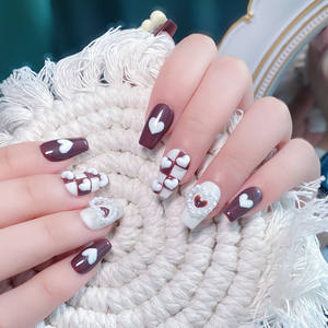 <span class=keywords><strong>Uñas</strong></span> Postizas Acrílicas Reutilizables con Diseño <span class=keywords><strong>de</strong></span> Corazón <span class=keywords><strong>de</strong></span> Oso 3D, Pintadas a Mano, Hechas a Medida, Novedad - Product Image 3