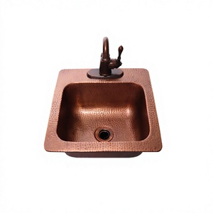 Évier carré sur mesure avec cuve martelée en cuivre de qualité supérieure pour salle de bain et cuisine - Product Image 1