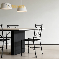 Ensemble de table et chaises de salle à manger d'extérieur en acier inoxydable, style industriel contemporain de luxe, écologique, avec dossier, mobilier de jardin pour la maison