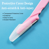 Rasoir à sourcils en acier inoxydable avec filet de protection, rasoir pour éliminer les poils du visage, outil de beauté et de toilettage pour un usage domestique, portable