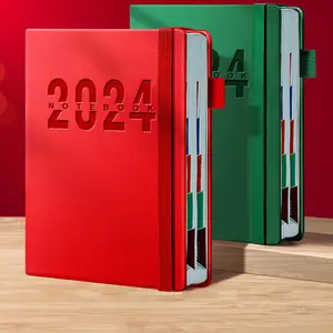 Diario cuaderno 2024 Bloc de notas Plan de gestión del tiempo de aprendizaje calendario engrosado diario personalizable cuaderno y bolígrafo juego de regalo