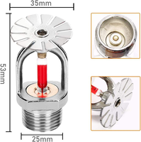 Tête d'arrosage d'incendie de 3/4 pouces Type de pendentif Réponse rapide de 155 degrés 68 ℃ Pulvérisation d'eau 68 ℃ Têtes d'arrosage d'incendie 3/4 NPT