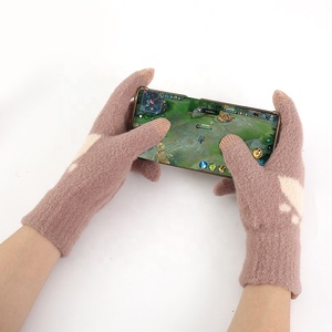 Fabricant de LOGO PERSONNALISÉ rose Laine Chaud Biker Sports de Plein Air Écran Tactile Femmes Acrylique Tricoté Mitaines Gants pour L'hiver - Product Image 6