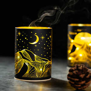 Candela in Barattolo di Vetro con Paesaggio Cinese 3D, Scenario Alba Luna Montagna, Candela LED Profumata in Cera di Soia Naturale - Product Image 4