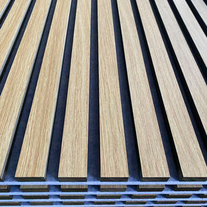 Panneau mural moderne 3D en placage de bois de lattes de chêne, panneau mural acoustique en MDF pour décoration intérieure absorbant le son - Product Image 3