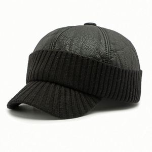 Casquette de baseball pour hommes d'âge moyen et âgés, protection des oreilles, polaire chaude, casquettes de sport épaisses en cuir PU pour l'automne et l'hiver - Product Image 4