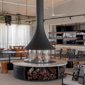 <span class=keywords><strong>Chimenea</strong></span> de leña eléctrica colgante de trompeta moderna Diseño de esquina de construcción de acero de fuego real para uso interior Hotel Homestay - Product Image 2