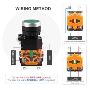 LA38 Interruptor de botón pulsador momentáneo iluminado, cabezal selector giratorio de reinicio automático, botón de parada de emergencia con retención, 10A, tipo hongo, de plástico - Product Image 5