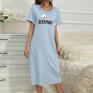 Robes de nuit d'été à manches courtes pour femmes Homewear Casual Pyjamas Cute <span class=keywords><strong>Panda</strong></span> Print Night Dresses for Woman - Product Image 5