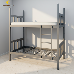 Lit superposé moderne en métal robuste avec escalier pour <span class=keywords><strong>chambre</strong></span> d'étudiant ou de travailleur – Meuble de <span class=keywords><strong>chambre</strong></span> scolaire pleine grandeur - Product Image 2