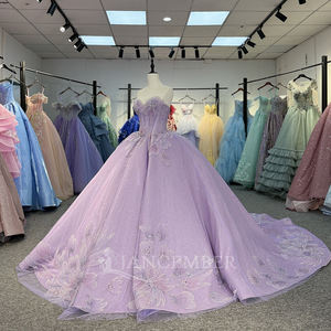 Jancember 1385 Glitter Purple Strapless Beading Quinceanera Ball Gowns Vestidos para fiesta - Product Image 2