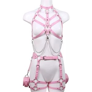 Conjunto completo de corsés sexys y a la moda, cinturones, cadenas para la cintura, corsés para el cuerpo, corsés para el pecho y ligueros para las piernas, estilo punk. - Product Image 2